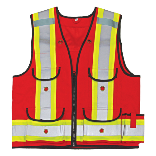 All-Trades 1000D&reg; Surveyor Safety Vest, Red, Large, Polyester Equipex