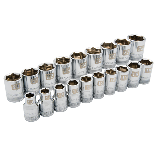 Jeu de douilles m&eacute;triques, 19 Mcx, Prise de 1/2" Equipex