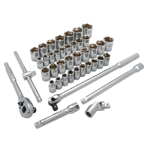 Jeu de douilles SAE/m&eacute;triques, 41 Mcx, Prise de 1/2" Equipex