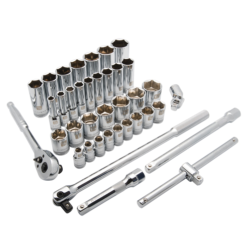 Jeu de douilles SAE, 38 Mcx, Prise de 1/2", Profond Equipex