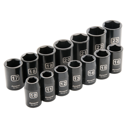 Jeu de douilles m&eacute;triques, 14 Mcx, Chocs, Prise de 1/2" Equipex