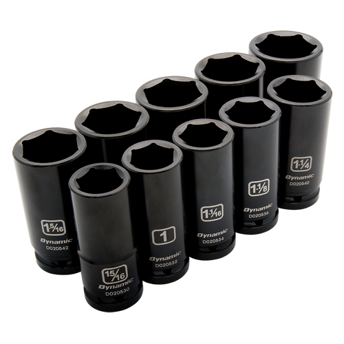 SAE Socket Set, 10 Pcs, Impact, 3/4" Drive Size, Deep Equipex