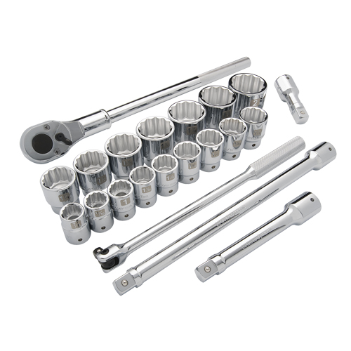 SAE Socket Set, 21 Pcs, 3/4" Drive Size Equipex