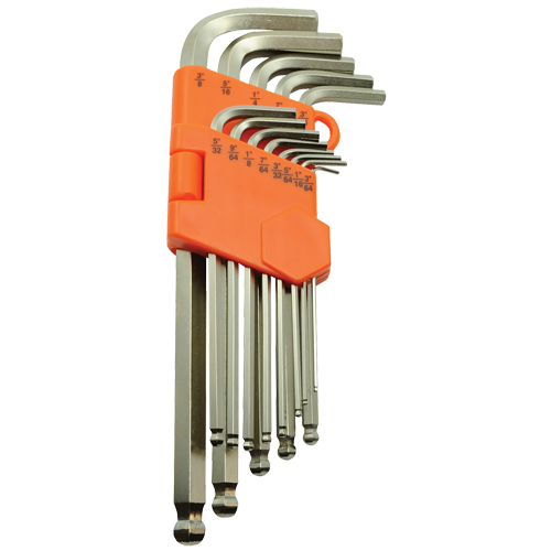 Ball End Hex Key Set, 13 Pcs., Imperial Equipex