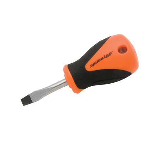 Tournevis court pour &eacute;crous &agrave; fente, Tige de 1/4", Ronde, 3-3/4" lo, Prise en Coussin&eacute;e Equipex