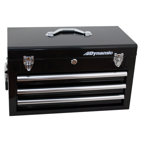 Hand Tool Box with Drawers, 10" D x 20" W x 12" H, Black Equipex