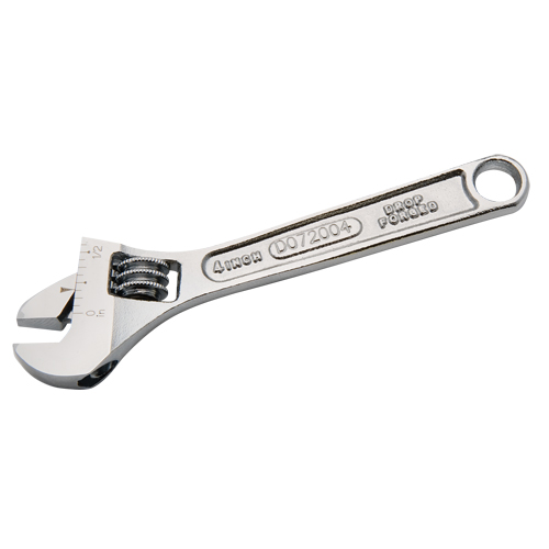 Adjustable Wrench, 4" L, 1/2" Max Width, Chrome Equipex