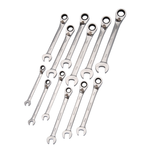 Reversible Wrench Set, Combination, 12 Pieces, Metric Equipex