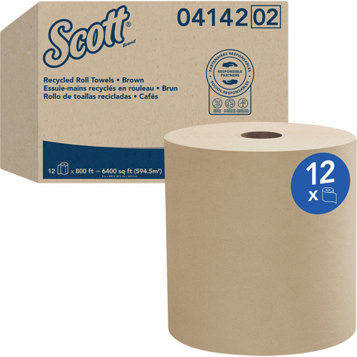 Serviettes en rouleaux durs Universel  de Scott, 1 pli, Standard, 800' lo Equipex