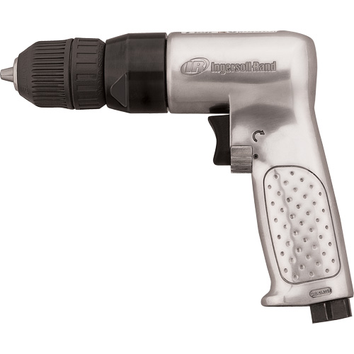 Reversible Air Drill, 4 CFM, 1/4" NPTF, 93 dBA, 3/8" Chuck, Keyless Equipex