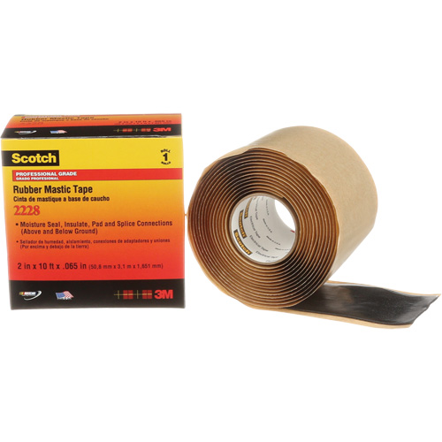 Scotch&reg; Rubber Mastic Tape 2228, 50.8 mm (2") x 3 m (10'), Black Equipex
