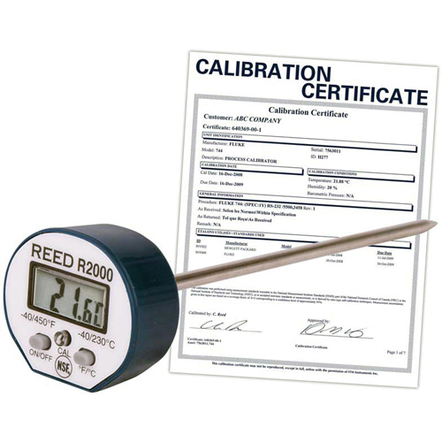 Thermometer with ISO Certificate, Contact, Digital, -40-450°F (-40-230°C) Equipex