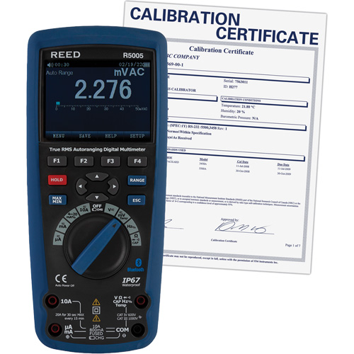 True RMS Industrial Multimeter with Calibration Certificate, AC/DC Voltage, AC/DC Current Equipex