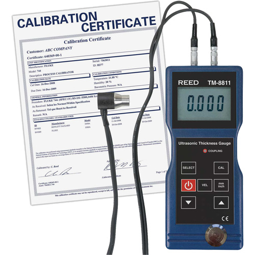 Thickness Gauge with ISO Certificate, Digital Display, Ultrasound, 0.05" to 7.9" (1.5 mm to 200 mm) Range Equipex