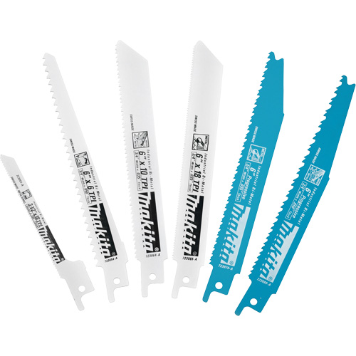 Ensemble de 6 lames pour scie alternative, Bim&eacute;tal, 6-18 Dents par pouce, 6"/3-1/2" lo x 3/4" la Equipex