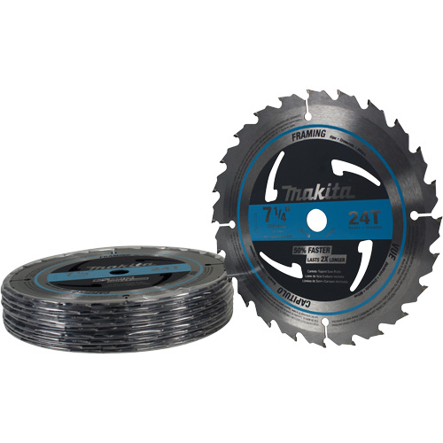 Lame de scie circulaire pour charpente &agrave; pointes au carbure, 7-1/4", 24 dents, Pour Bois Equipex