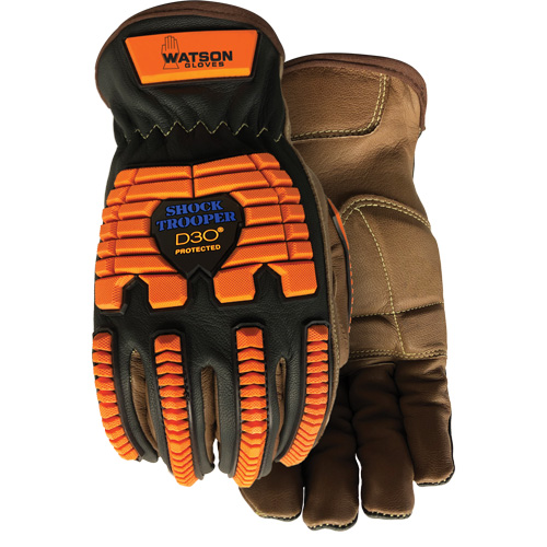 Gants antichocs Drill Sergeant, Grand, Paume en Cuir fleur, Poignet &agrave; enfiler Equipex