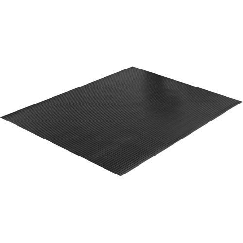 Tapis &agrave; nervures larges, Couloir, 4' x 75' x 1/8", Noir Equipex