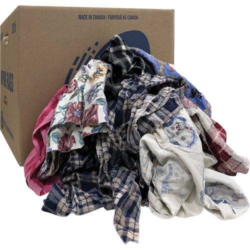 Select Wiper Rags, Flannel, Mix Colours, 20 lbs. Equipex