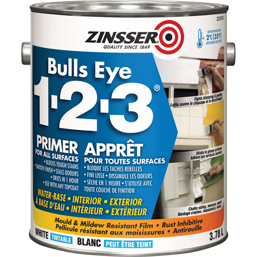 Appr&ecirc;t &agrave; base deau Bulls Eye 1-2-3, 3,78 L, Gallon, Blanc Equipex