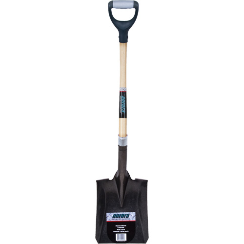 Heavy-Duty Square Shovel, Hardwood, Carbon Steel Blade, D-Grip Handle, 30" Long Equipex
