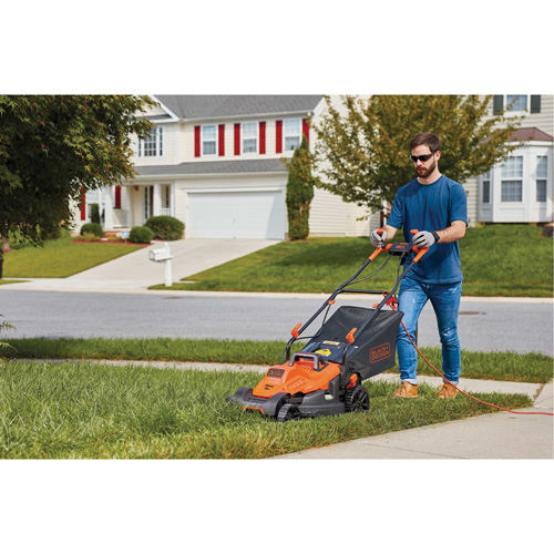 Lawn Mower with Comfort Grip Handle, Push Walk-Behind, Electric, 15" Cutting Width Equipex