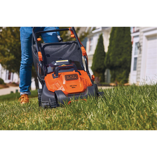 Lawn Mower with Comfort Grip Handle, Push Walk-Behind, Electric, 15" Cutting Width Equipex
