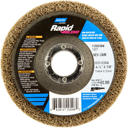 DISQUE FINITION RAPIDE 4 1/2X7/8 NEX-2AM MOY, 4-1/2" dia., Grain Moyen, Oxyde d'aluminium Equipex