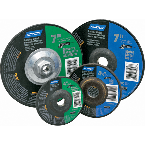 Gemini&reg; Depressed Centre Grinding Wheels, 4" x 1/4", 5/8" Arbor, Aluminum Oxide, Type 27 Equipex