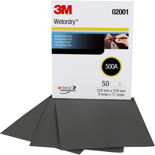 Wetordry Abrasive Sheet 411Q, 9" x11", 500 Grit, Silicon Carbide Equipex