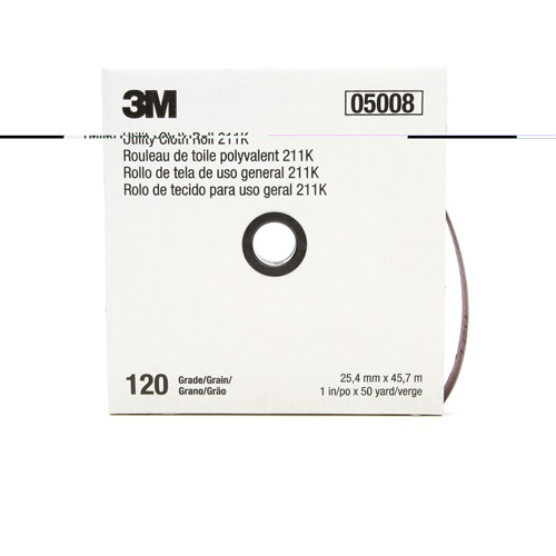 Rouleau de toile abrasive utilitaire 211K, Oxyde d'aluminium, 1" la x 150' lo, Grain 120 Equipex