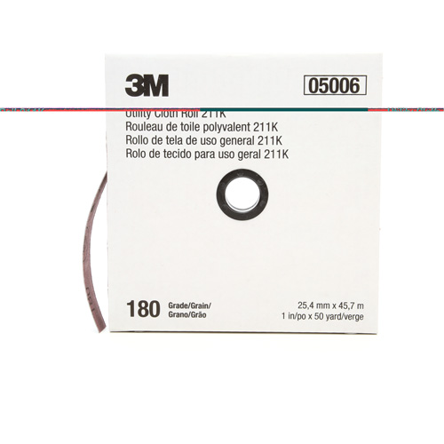 Utility Roll 211K, Aluminum Oxide, 1" W x 150' L, 180 Grit Equipex