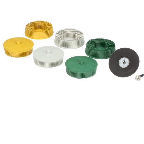 Roloc Bristle Disc Kit, Aluminum Oxide, Several Grit, 3" Dia. Equipex