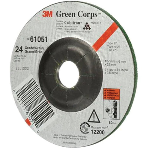 Green Corps Flexible Grinding Wheel, 5" x 1/4", 7/8" Arbor, Ceramic, Type 1 Equipex