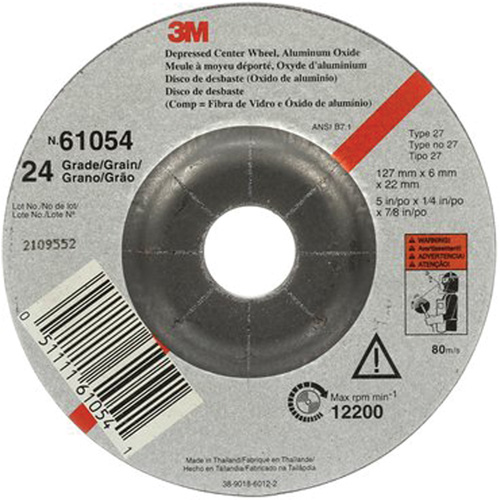 Depressed Centre Grinding Wheel, 5" x 27, Aluminum Oxide Equipex