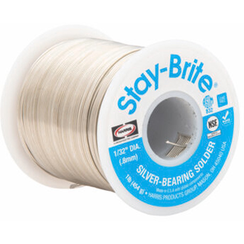 M&eacute;taux d'apport Stay-Brite, Sans plomb, 96 % d'&eacute;tain, 4 % d'argent, &acirc;me Plein, dia. 0,09375" Equipex