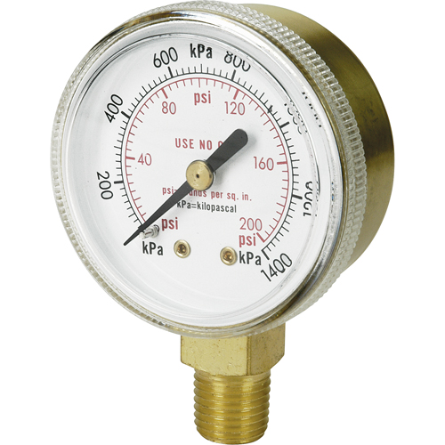 Manom&egrave;tres en laiton,  2", 100 psi, Fixation inf&eacute;rieure, Analogique Equipex