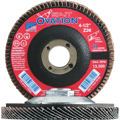 OVATION MEULE LAMELLE41/2X7/8 GRAIN36, 4-1/2" x 7/8", Type 27, Grain 36, Zirconium Equipex