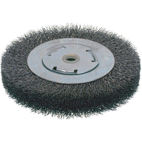 Brosses &eacute;conomiques &agrave; fils cr&ecirc;p&eacute;s - Face large, 6" dia., Fils 0.014, Arbre 2" Equipex