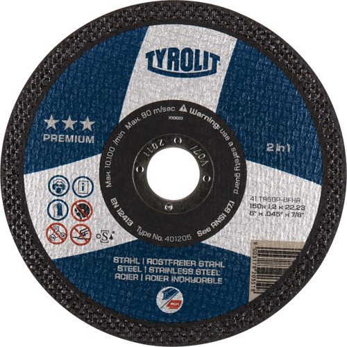 Premium 2 In 1 Thincut Cut-Off Wheel, 7" x 1/16", 7/8" Arbor, Type 1, Aluminum Oxide, 8600 RPM Equipex
