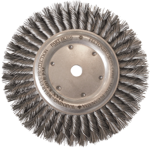 Wire Wheel Brushes, 8" Dia., 0.014" Fill, 5/8"-11 Arbor, Steel Equipex