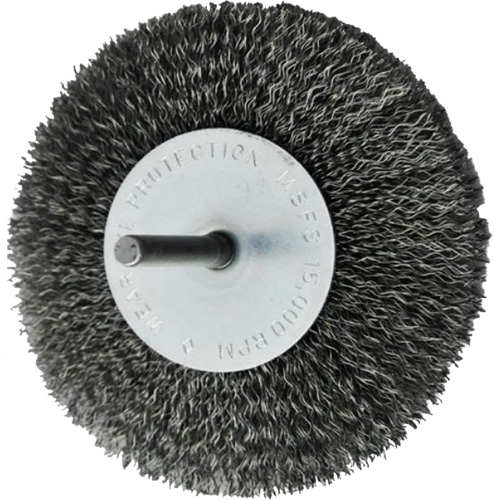 Circular Crimped Wire End Brushes, 4", 0.008" Fill, 1/4" Shank Equipex