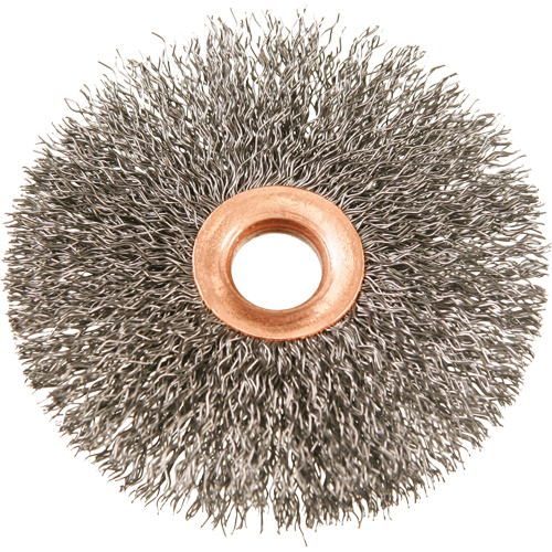 Brosses rotatives &agrave; fils cr&ecirc;p&eacute;s avec moyeu en cuivre 3", 3" dia., Fils 0,012", Arbre 1/2" Equipex