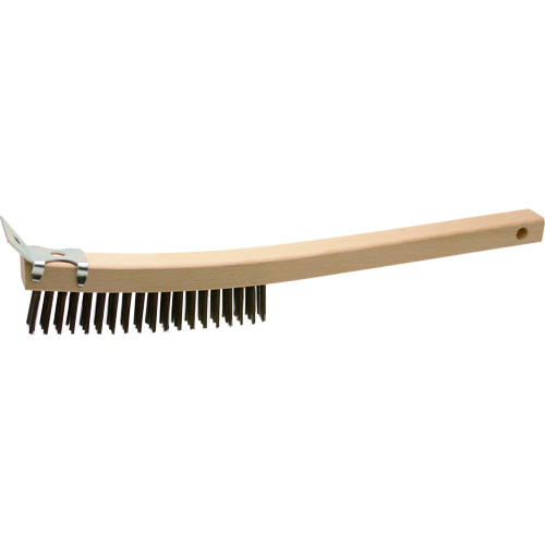 Scratch Brush With Scraper, Steel, 3 x 19 Wire Rows, 13" Long Equipex