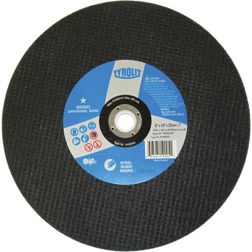 Basic Cut-Off Wheel, 12" x 1/8", 1" Arbor, 1, Aluminum Oxide Equipex