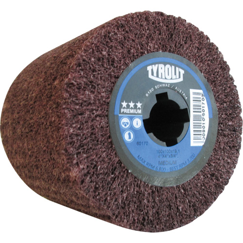 Tambour de conditionnement de surface Pro-Line, 4" dia. x 4" la, 3/4" Arbre, Grain Moyen, Oxyde d'aluminium Equipex