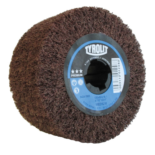 Tambour de conditionnement de surface Pro-Line, 4" dia. x 2" la, 3/4" Arbre, Grain Moyen, Oxyde d'aluminium Equipex
