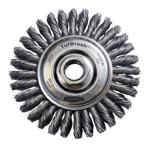 TufBrush Knot Wire Wheel Brush, 4" Dia., 0.02" Fill, 5/8"-11 Arbor, Steel Equipex