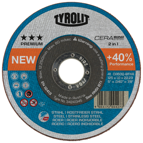 Meule &agrave; tronçonner Cerabond, 5" x 0,045", Arbre de 7/8", Type 1, C&eacute;ramique, 12250 Tr/min Equipex