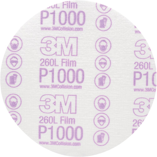Hookit Finishing Film Disc, 6" Dia., P1000 Grit, Aluminum Oxide, Film Equipex